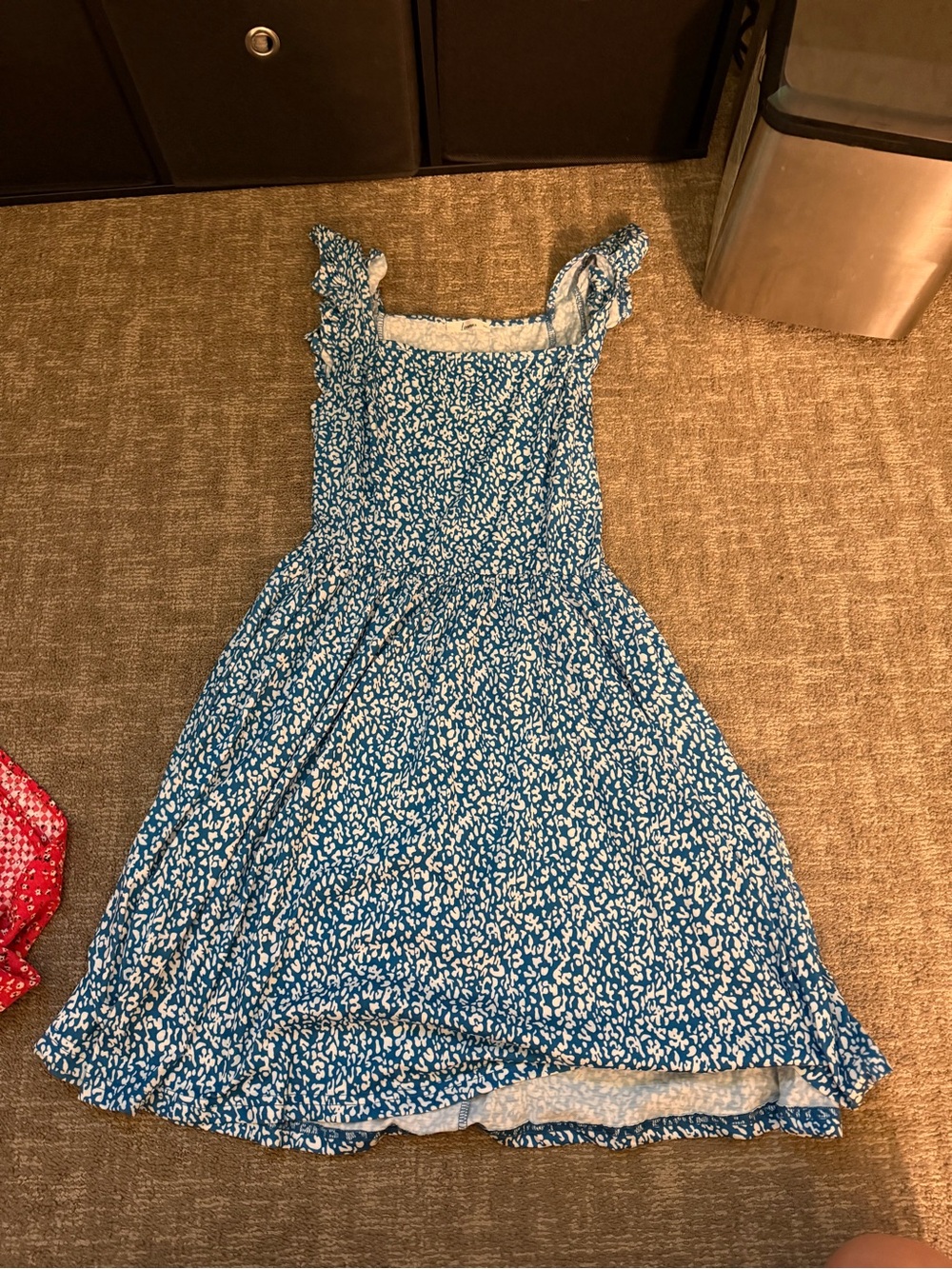 Amazon Blue Floral Smocked Sundress with Ruffle Straps